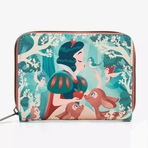 Disney Snow White and the Seven Dwarfs Forest Animals Zip Around Wallet New!